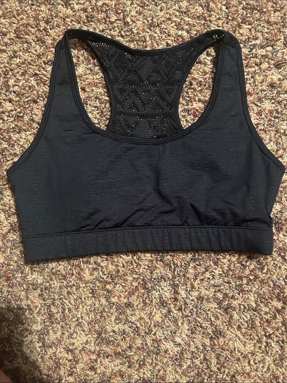 ZYIA Black Racerback Sports Bra with Lace Mesh Back-Bomber Bra